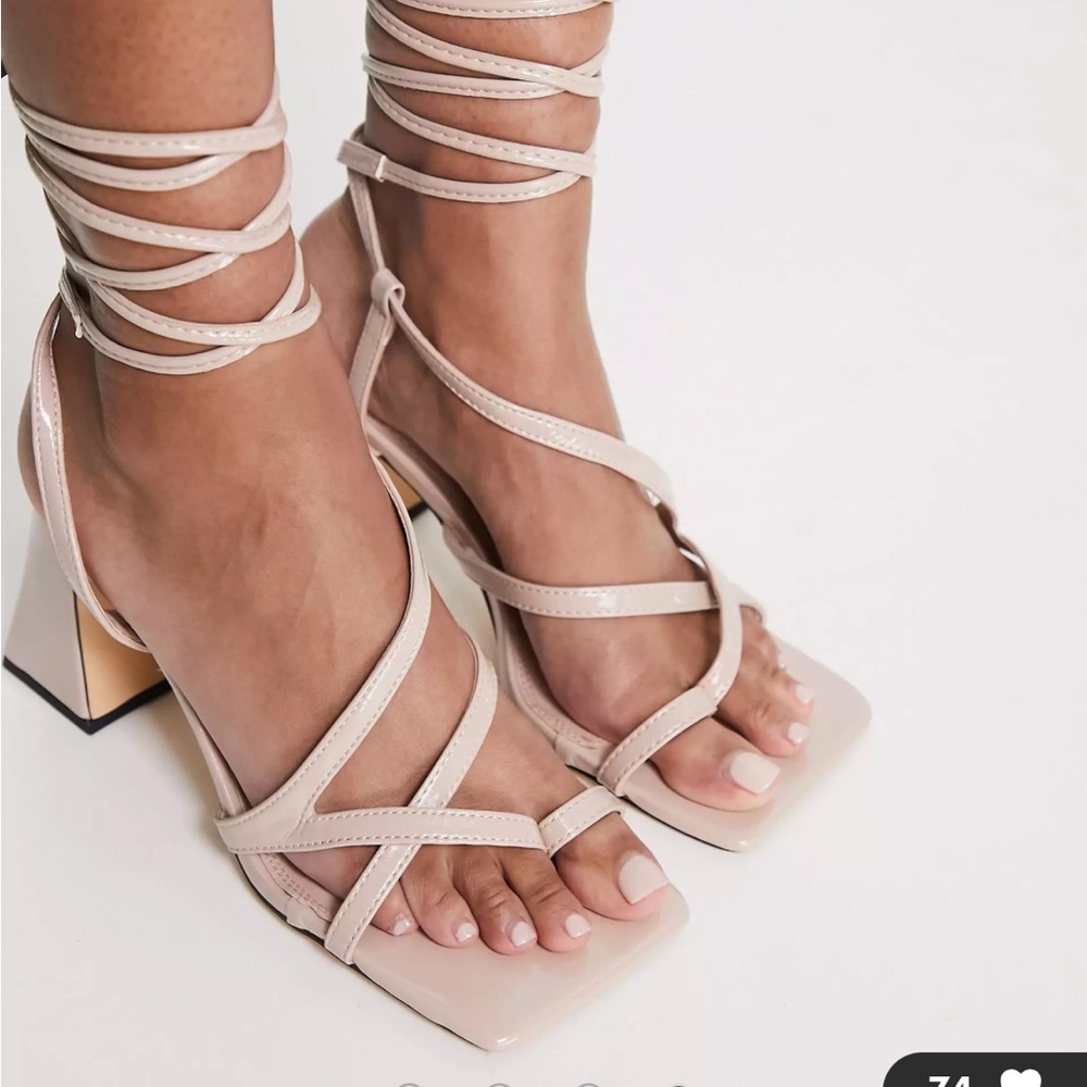 ASOS topshop nadia block heel ankle tie